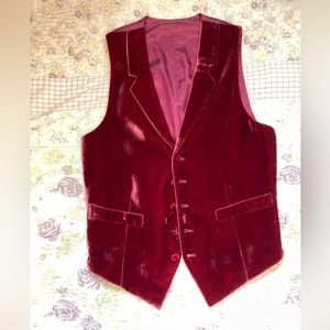 Red Soft Velvet Waistcoat